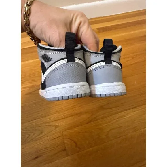 Air Jordan 1 High OG Toddler Sneakers Black/Gray With Elephant Print Size 5C - Picture 9 of 10